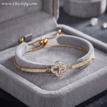 Elegant Clover Charm AD Adjustable Bracelet
