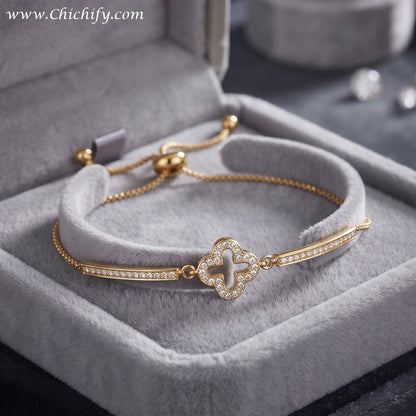 Elegant Clover Charm AD Adjustable Bracelet
