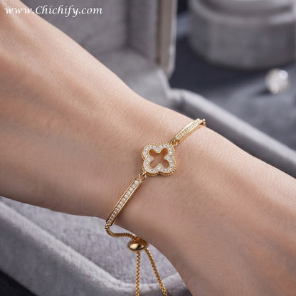 Elegant Clover Charm AD Adjustable Bracelet
