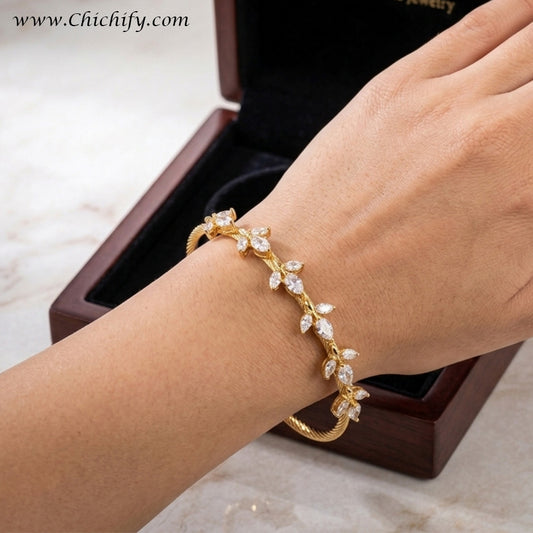 Floral Vine American Diamond Bracelet