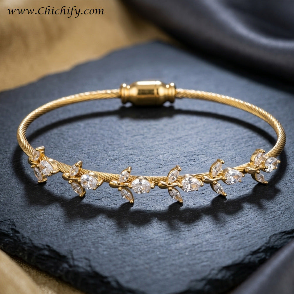 Floral Vine American Diamond Bracelet