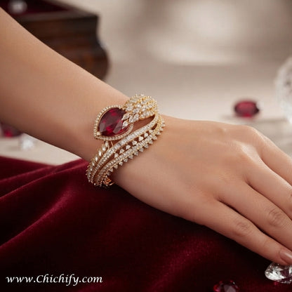 Ruby Royale American Diamond Bracelet