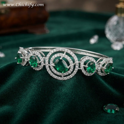 Emerald Celestial Circle American Diamond Bracelet