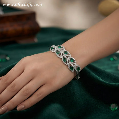 Emerald Teardrop Luxe American Diamond Bracelet