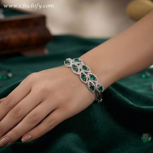 Emerald Teardrop Luxe American Diamond Bracelet