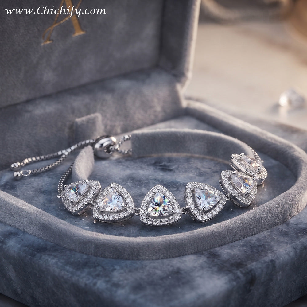 Elegant Heart-Shaped American Diamond (AD) Bracelet