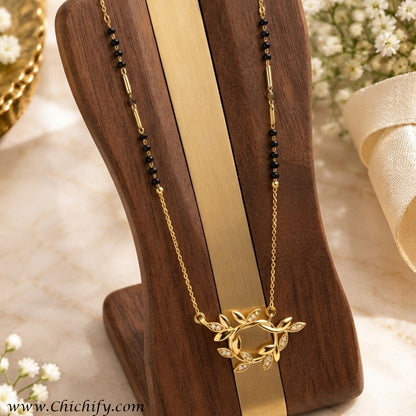 Elegant Leaf Vine American Diamond AD Mangalsutra
