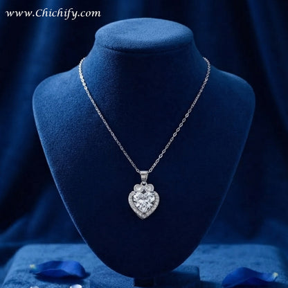 Silver Heart Bloom Crystal Anti-Tarnish Pendant Necklace