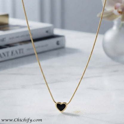 Black Heart Minimalist Stainless Steel Anti-Tarnish Necklace