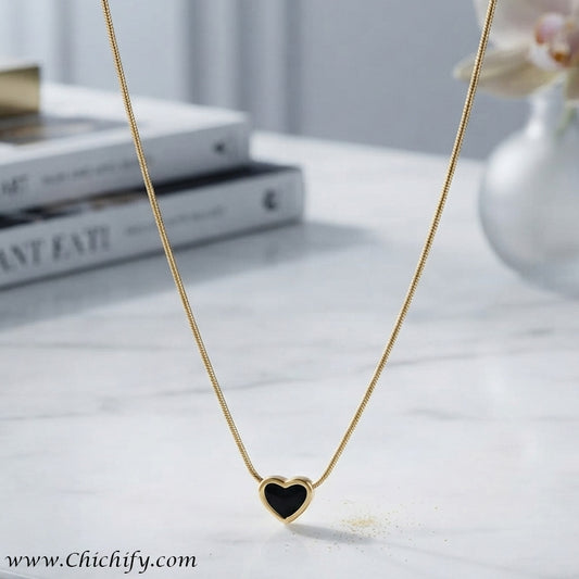 Black Heart Minimalist Stainless Steel Anti-Tarnish Necklace