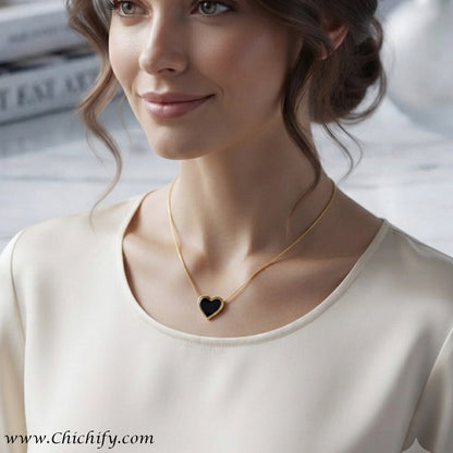 Black Heart Minimalist Stainless Steel Anti-Tarnish Necklace