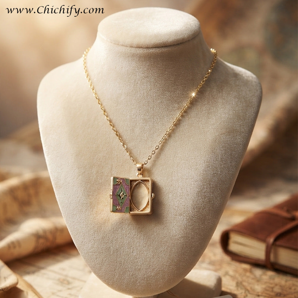 Stainless Steel Lavender Mosaic Anti-Tarnish Pendant Necklace
