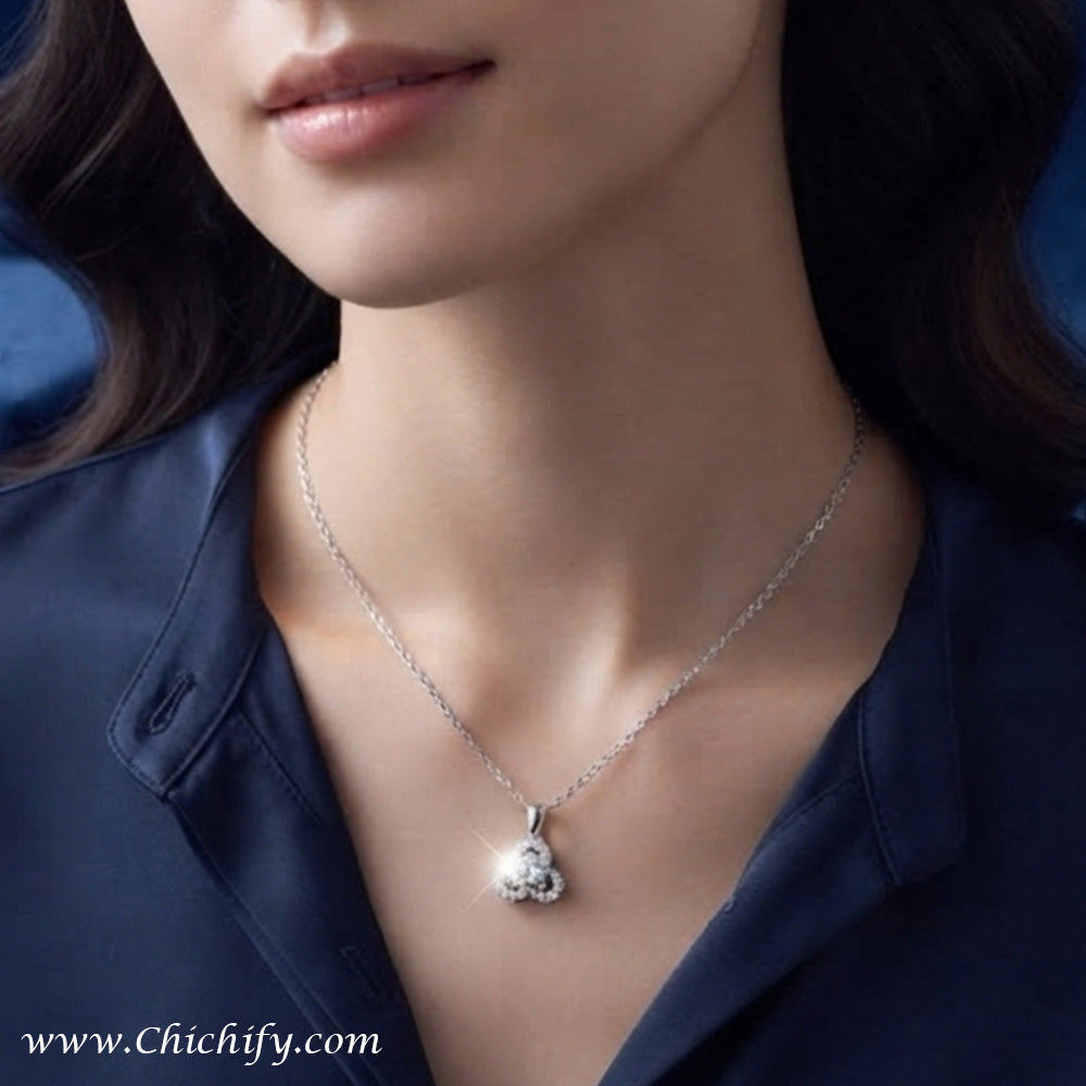 Silver Crystal Teardrop Anti-Tarnish Pendant Necklace