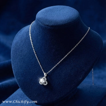 Silver Crystal Teardrop Anti-Tarnish Pendant Necklace