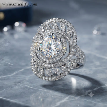 Celestial Halo Leaf Adjustable Ring