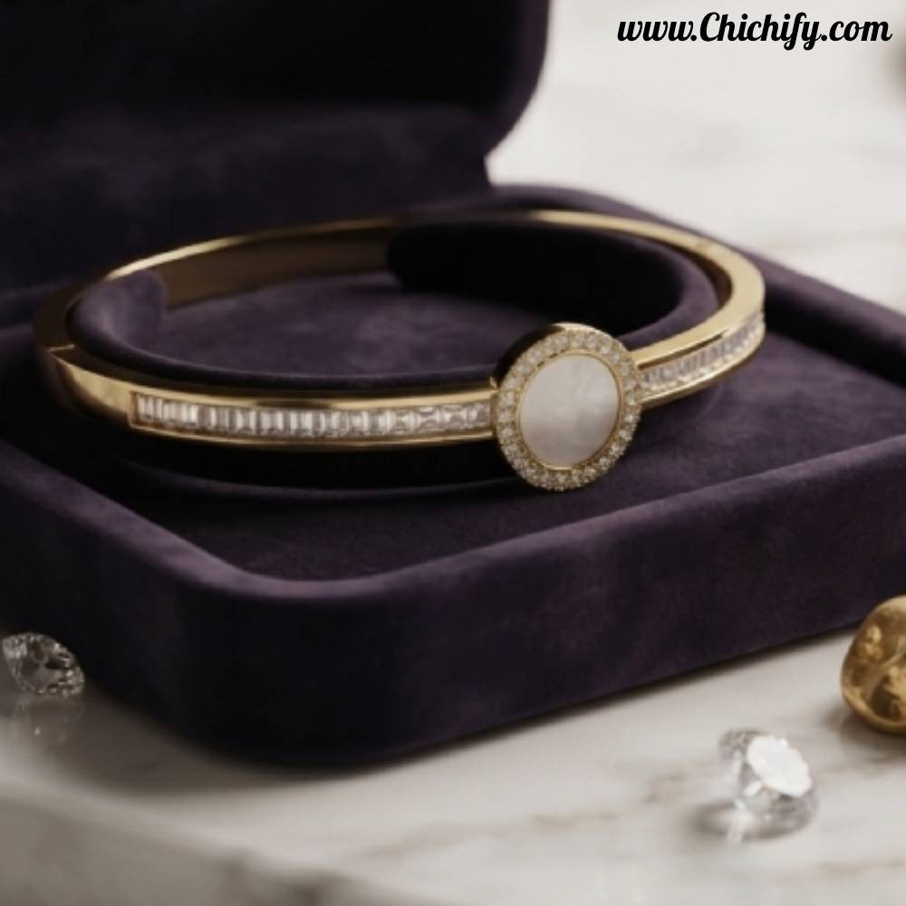 Luna Pearl Halo Gold-Plated Bracelet