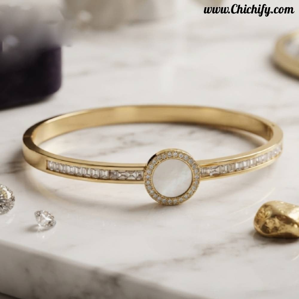 Luna Pearl Halo Gold-Plated Bracelet
