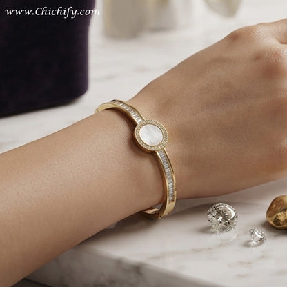 Luna Pearl Halo Gold-Plated Bracelet