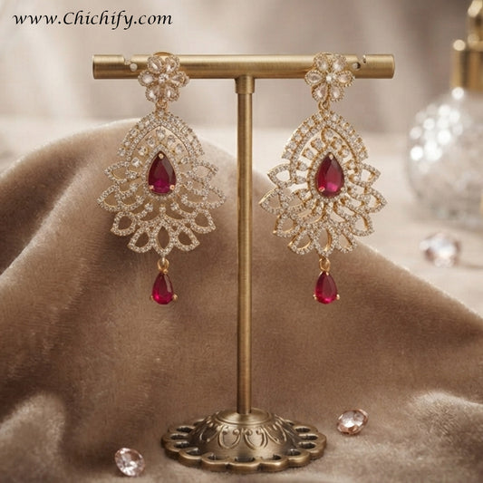 Ruby Floral AD Drop Earrings
