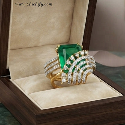 Emerald Cascade Luxe Statement Ring
