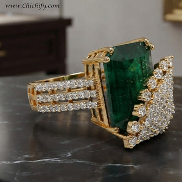 Emerald Cascade Luxe Statement Ring