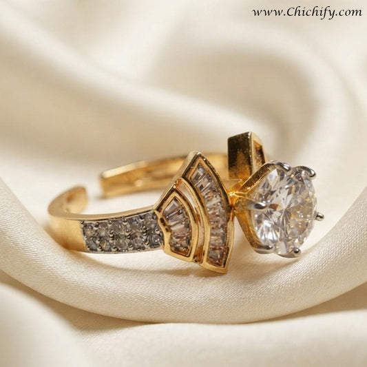 Luxe Asymmetrical Arc Statement Ring