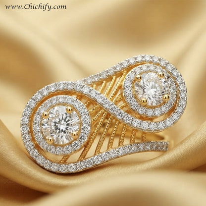 Twin Halo Radiance Statement Ring