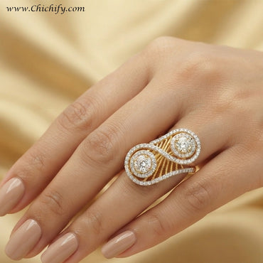Twin Halo Radiance Statement Ring